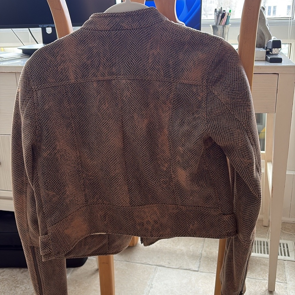 XS Free People Vegan Leather Snakeskin Jacket - Picture 6 of 6